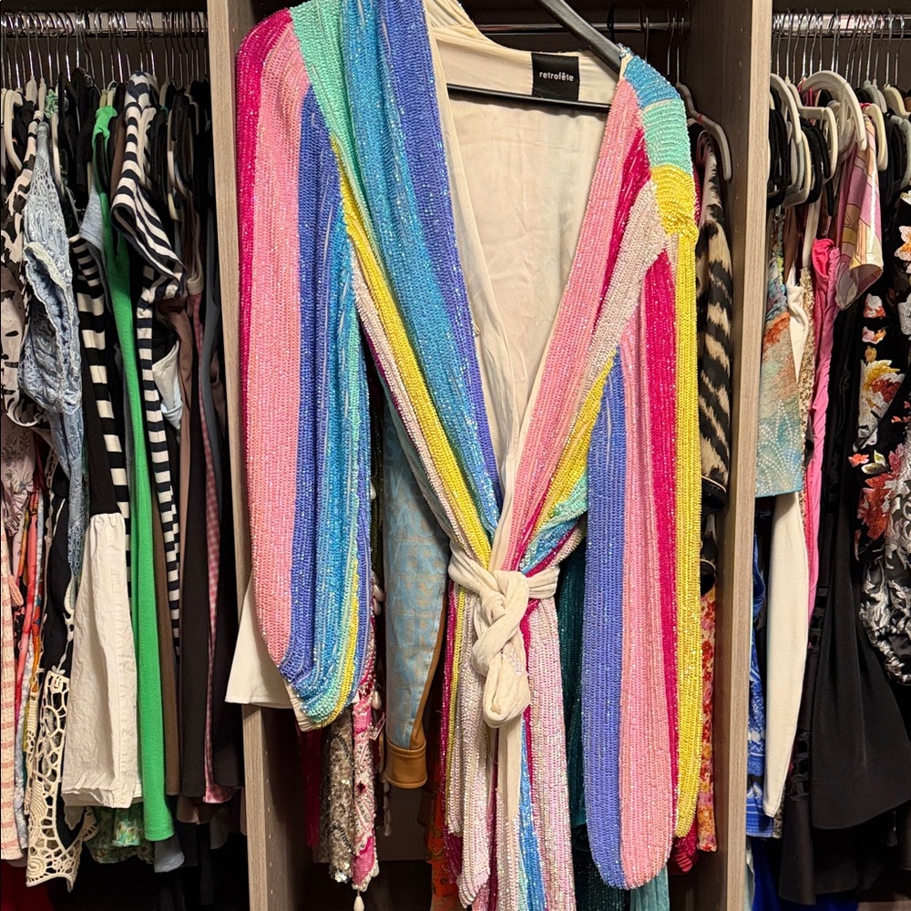 Rétrofete Unicorn Striped Sequin Wrap Dress - Picture 4 of 5